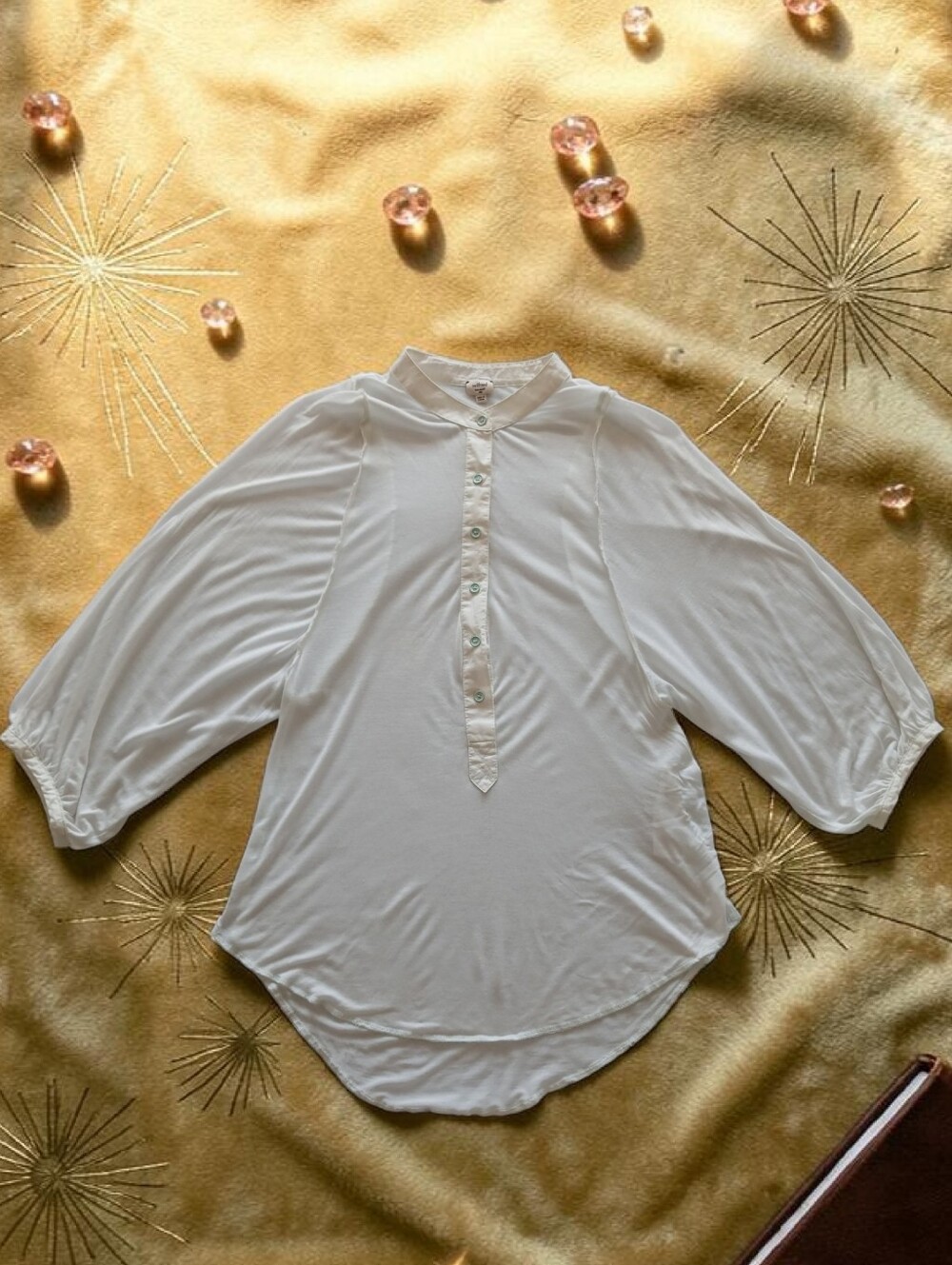Wilfred Cotton Modal White Button-Placket Balloon Sleeve Blouse